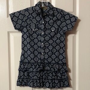 Girls Size Small Wrangler Navy and White Patterned Dress